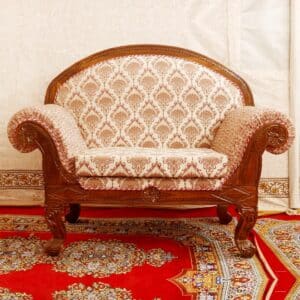 Classical British Crafted Teak Wood Royal Single Seater Sofa