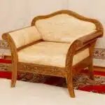 Intricate Carved Teak Wood Single Seater Sofa 4