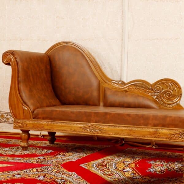 Ottoman Regal Look Teak Wood Three Seater Sofa 1