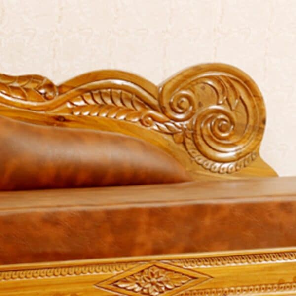 Ottoman Regal Look Teak Wood Three Seater Sofa 2