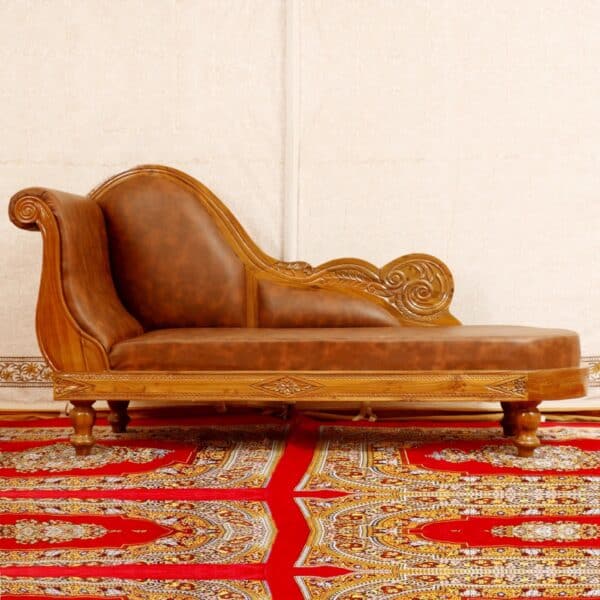 Ottoman Regal Look Teak Wood Three Seater Sofa 4