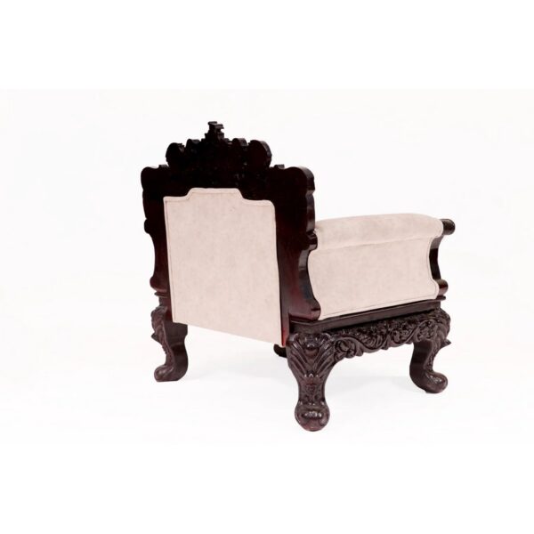 Royal Carved Teak Wood Single Seater Sofa 3