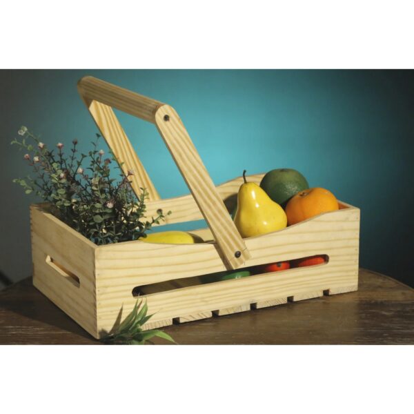 Slim Pine Wood Curved Tray With Handle 1