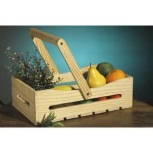 Slim Pine Wood Curved Tray With Handle