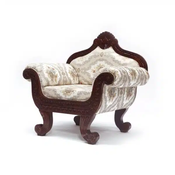 Solid Teak Wood Intricate Carved Single Seater Sofa