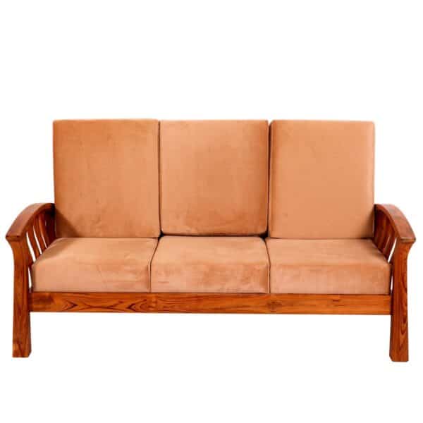 Teak Wood Curved Strip Design 311 Seater Sofa 5