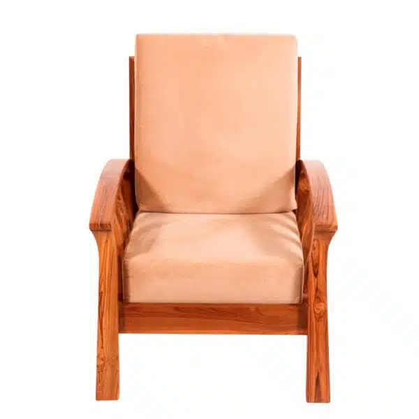 Teak Wood Curved Strip Design Single Seater Sofa