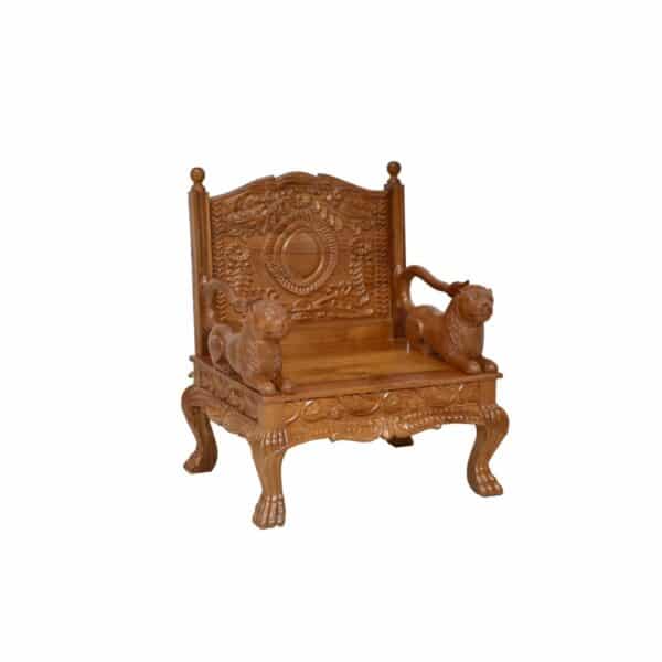Teak Wood Royal Majestic Single Seater Sofa 3