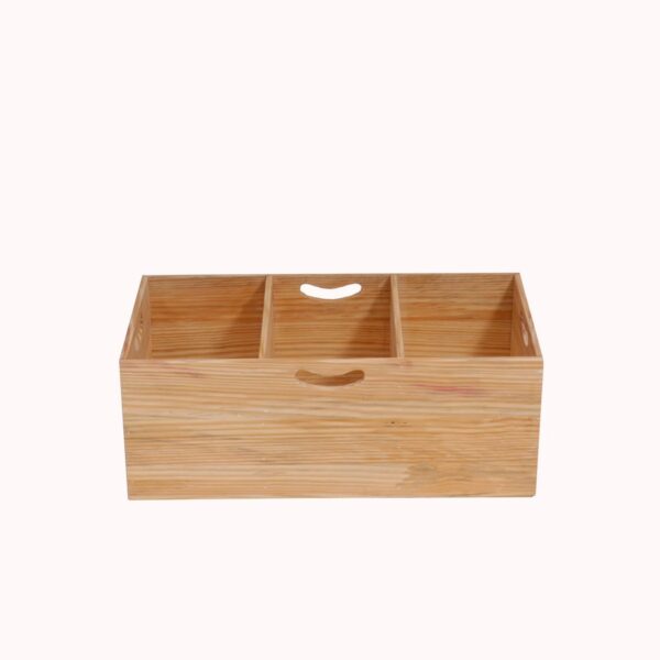 Triple Compartment Pine Wood Crate 2