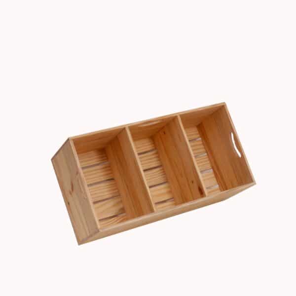 Triple Compartment Pine Wood Crate 5