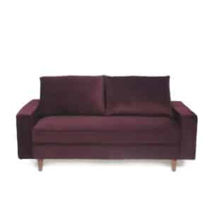 Upholstered Natural Solid Wood Two Seater Wide Sofa