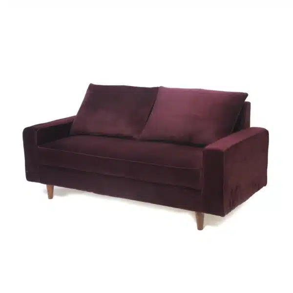 Upholstered Natural Solid Wood Two Seater Wide Sofa 2