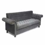 Upholstered Royal Curve Solid Wood Three Seater Sofa