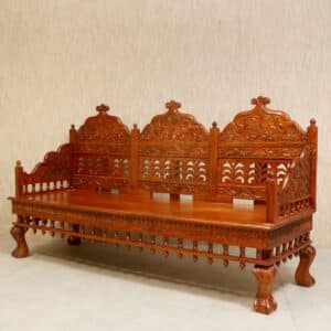 Vintage Folk Carved Traditional Sofa Set With Center Table