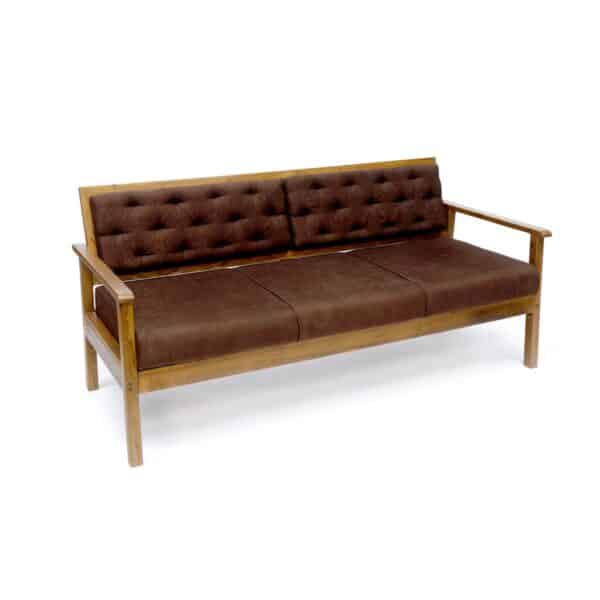 Wooden Teak Wood Three Seater Upholstered Sofa 3