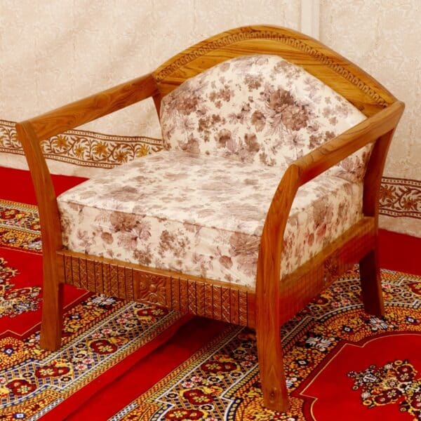 Wooden Traditional Simple Teak Wood Single Seater Sofa 2