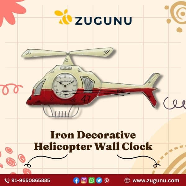 Helicopter Iron Wall Clock Decorative At ZuGuNu