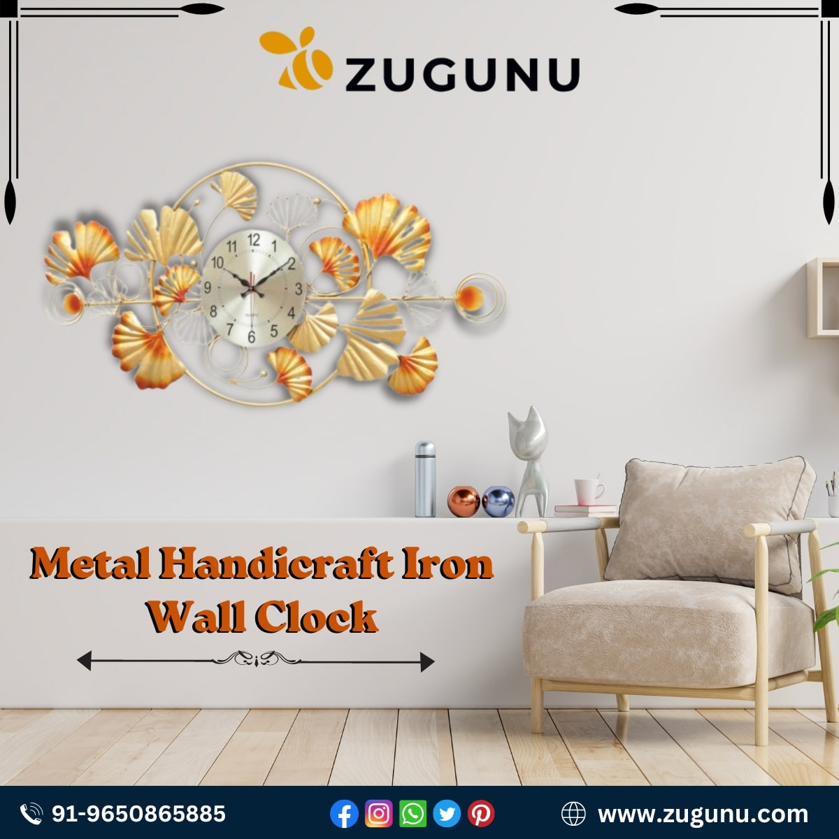 Metal Handicraft Iron Wall Clock Designer Wall Decor