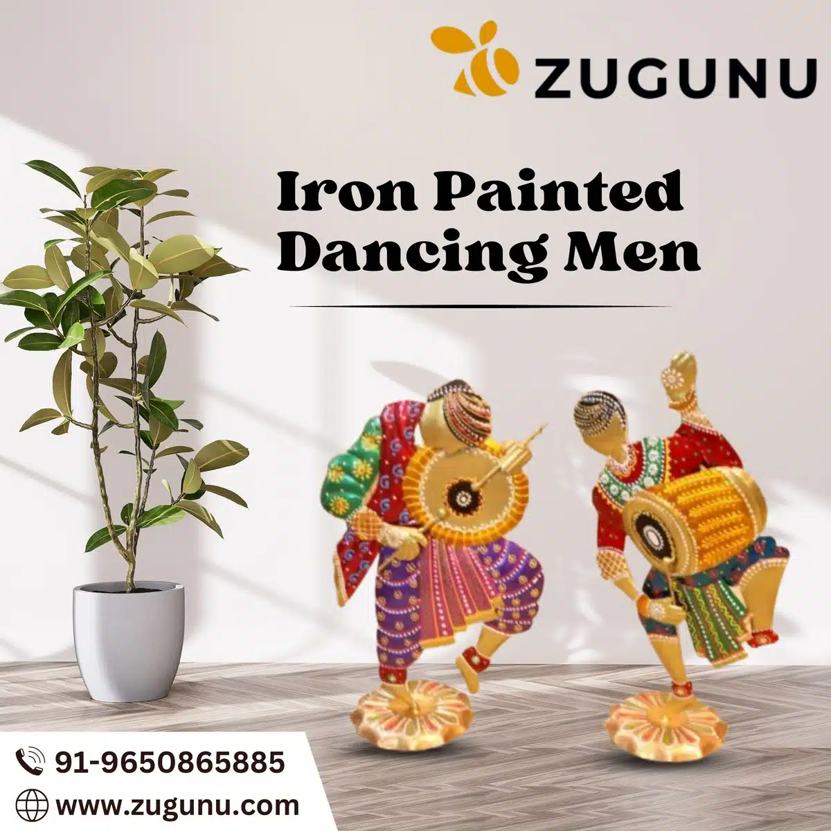 Rajasthani Iron Painted Dancing Men Best Showpiece