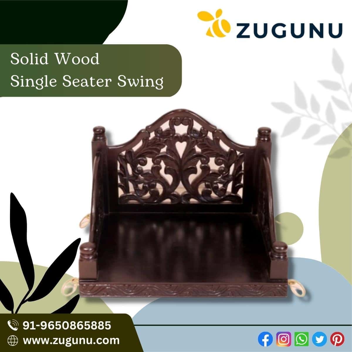 Solid Wood Single Seater Swing Swing In Style Zugunu