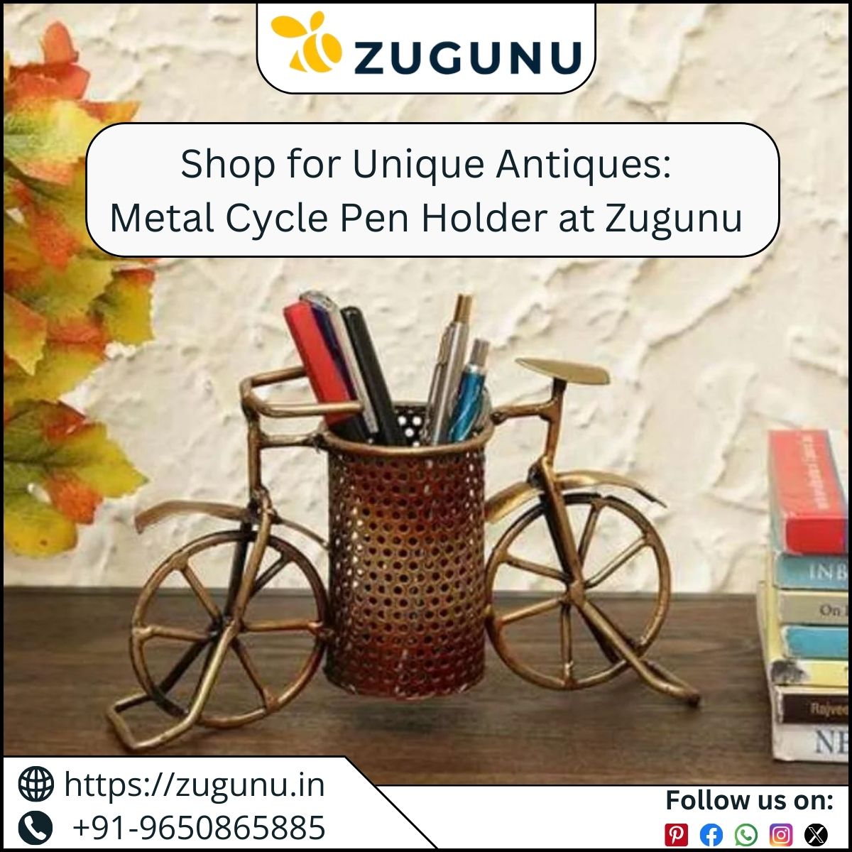 Shop for Unique Antiques Metal Cycle Pen Holder at Zugunu