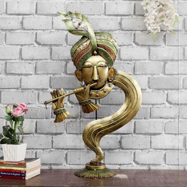 Sacred Serenity Beautiful Metal Krishna Idol Showpiece