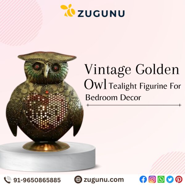 Elegance in Glow Vintage Golden Owl Tealight Decor for Home