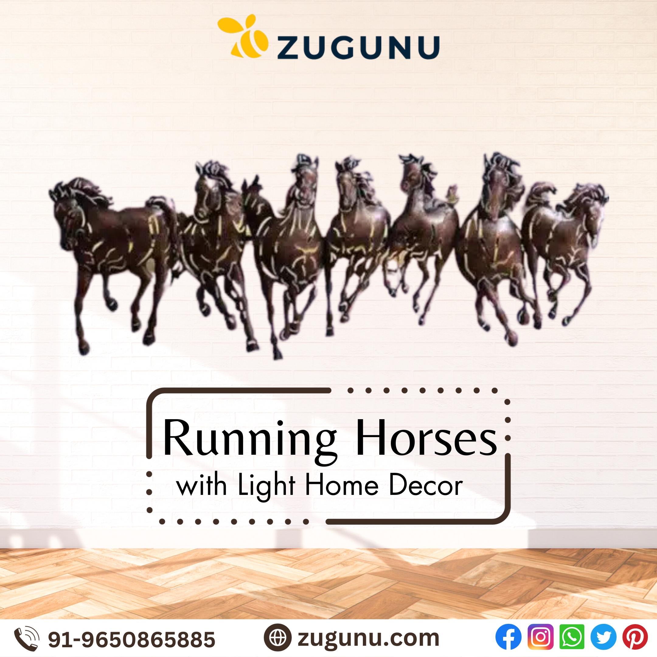 Galloping Elegance New Design Running Horses with Light Home Decor