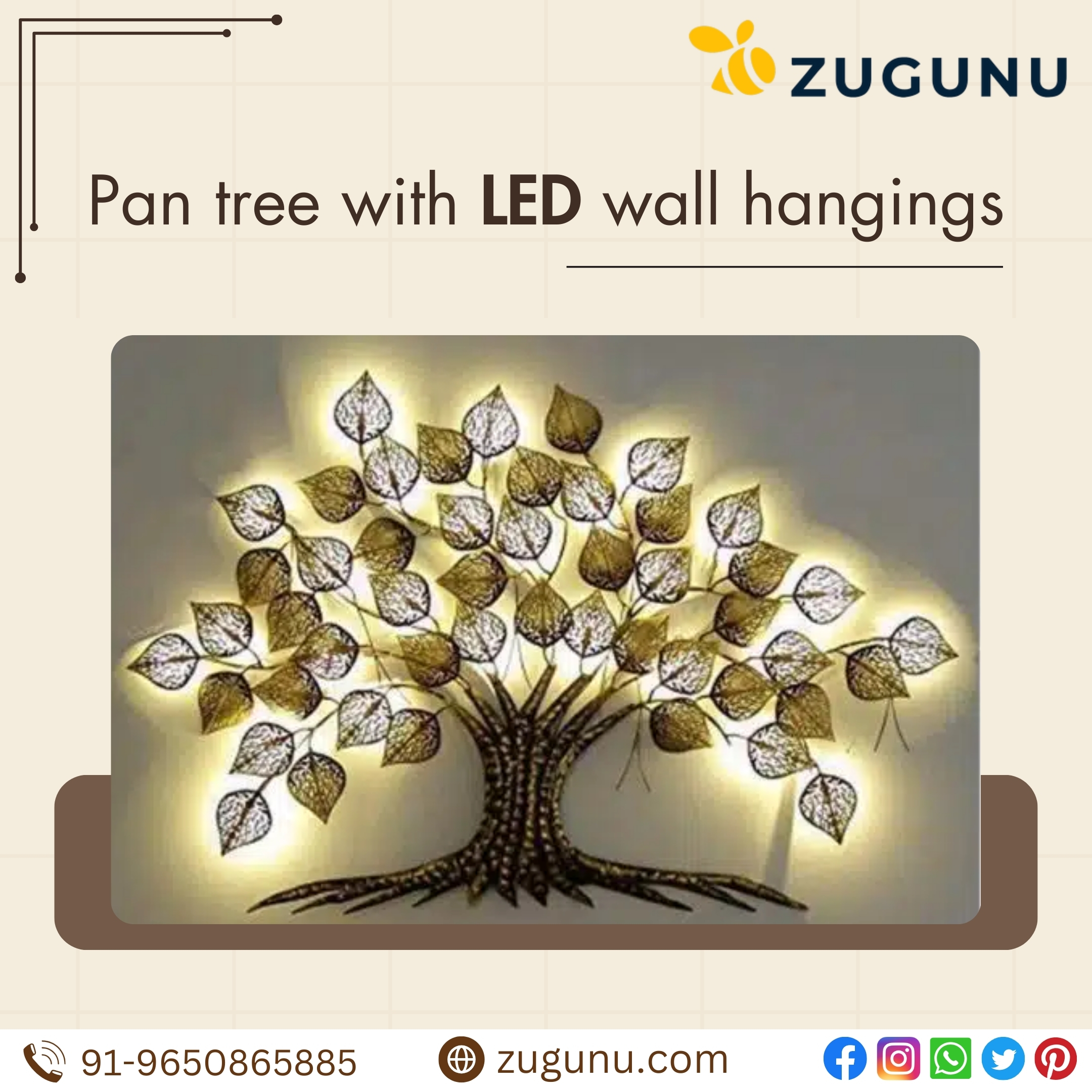 Illuminating Elegance Pan Tree Wall Hanging With Light