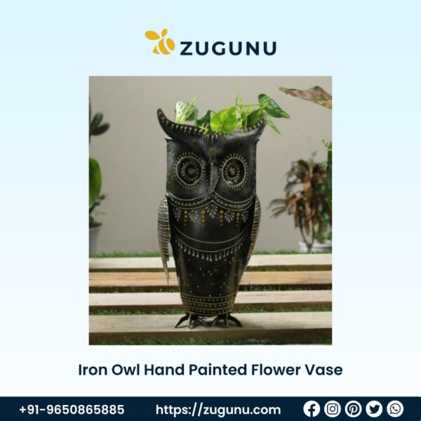Discover the Beauty of Iron Owl Hand Painted Flower Vase
