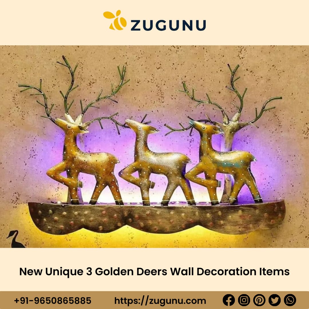 Gilded Elegance Beautiful Golden Deer Wall Decoration Item