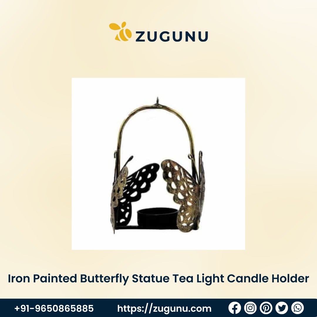 Illuminate Your Home With a Unique Iron Painted Butterfly Statue Tea Light Candle Holder