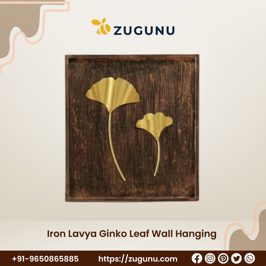 Revel in the Elegance of the Iron Lavya Ginko Leaf Wall Hanging
