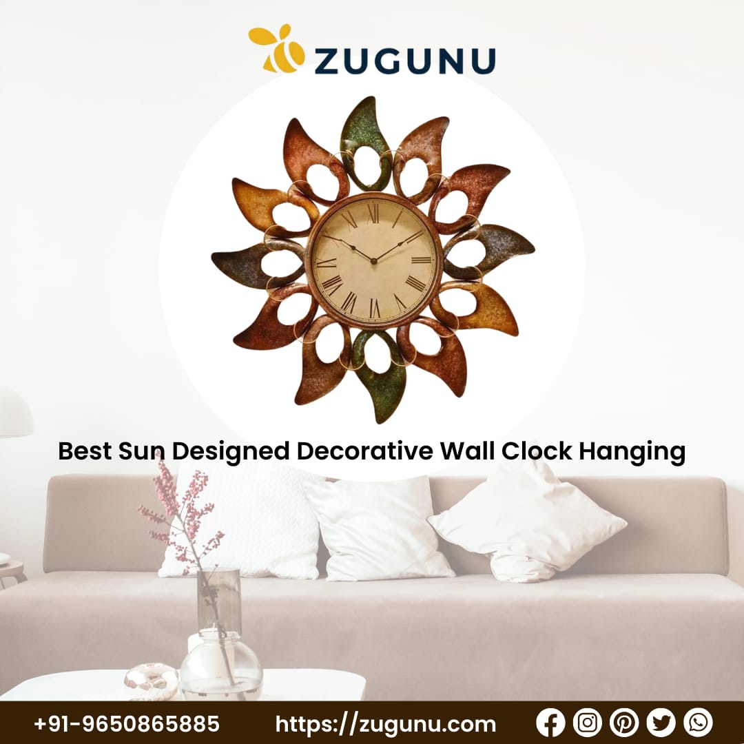 Timeless Elegance Sun Designed Decorative Wall Clock Hanging