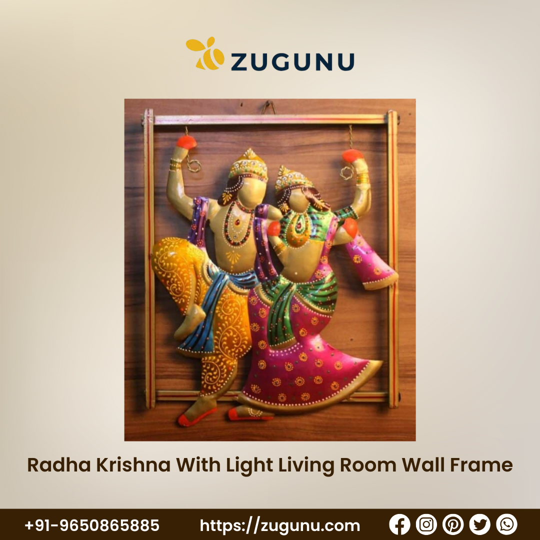 Bathe Your Living Room in Divine Light Beautiful Radha Krishna with Light Wall Frame