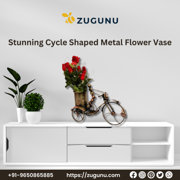 Pedal Perfection Stunning Cycle Shaped Metal Flower Vase