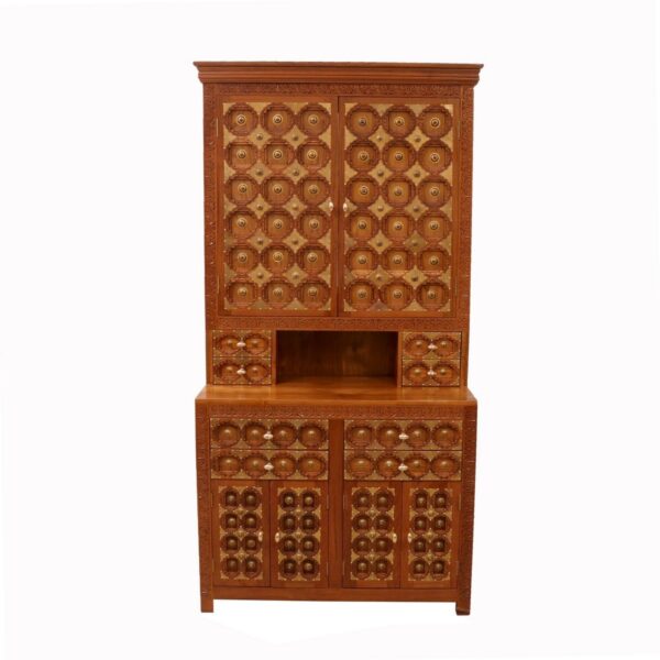Teak Wood Intricate Brass Detailed Cabinet